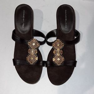 Bandolino Brown Slip On Low Heels with Beaded Detail!